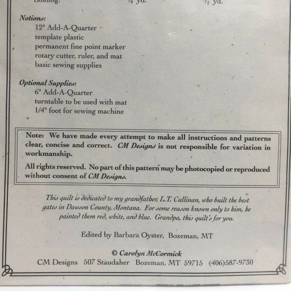 Stars And Stars Forever CM Designs #CM21 Quilt Craft Pattern Kit 47"x53" 59"x81" - Picture 6 of 6